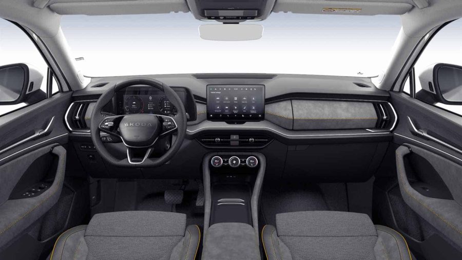Renting Skoda Kodiaq2.0 TDI DSG Selection Plata Brillante, Gris Graphite, Blanco Luna Sin Entrada