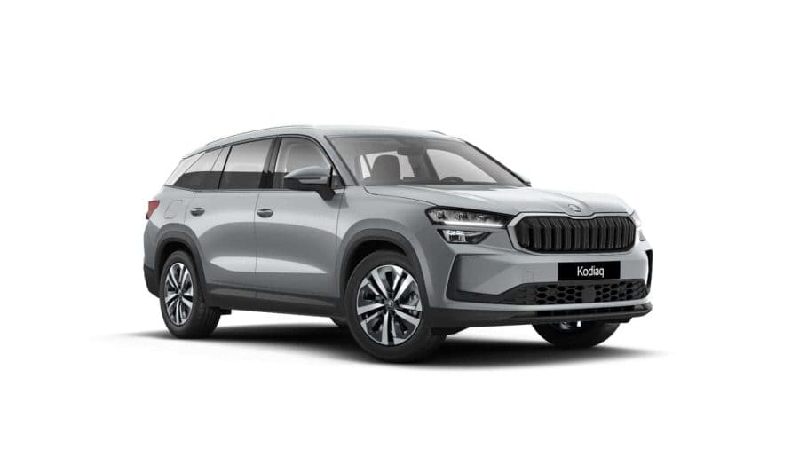 Renting Skoda Kodiaq2.0 TDI DSG Selection Plata Brillante, Gris Graphite, Blanco Luna Sin Entrada