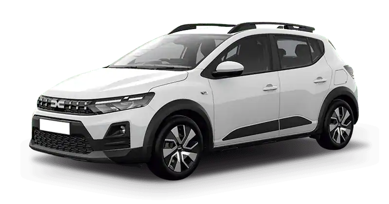 Renting Dacia Sandero StepwayExpression ECO-G 120 Auto Blanco Glaciar Sin Entrada
