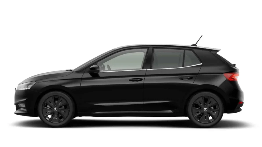 Renting Skoda Fabia1.5 TSI DSG Plus Negro Magico Efecto Perla, Blanco Candy Sin Entrada