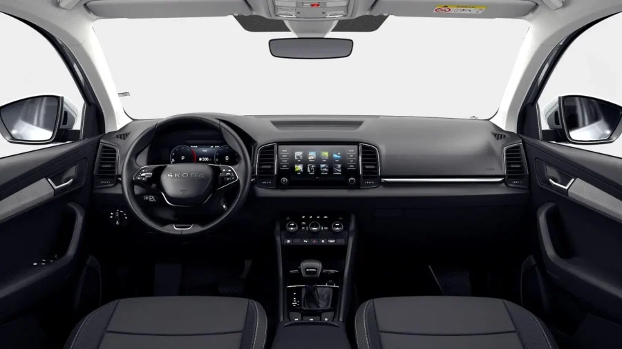 Renting Skoda Karoq2.0 TDI DSG Selection Blanco Luna, Gris Graphite Sin Entrada