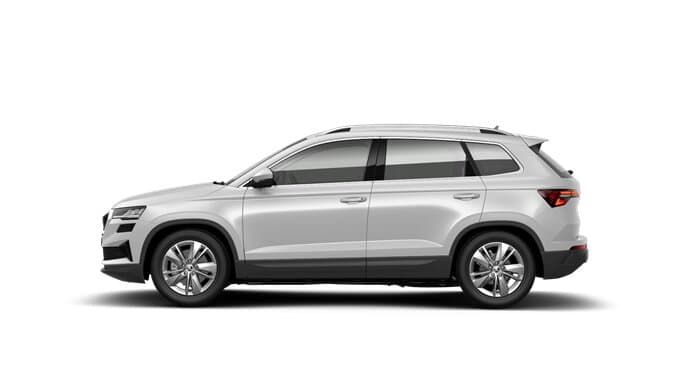 Renting Skoda Karoq2.0 TDI DSG Selection Blanco Luna, Gris Graphite Sin Entrada