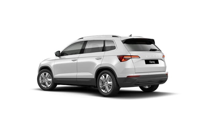 Renting Skoda Karoq2.0 TDI DSG Selection Blanco Luna, Gris Graphite Sin Entrada