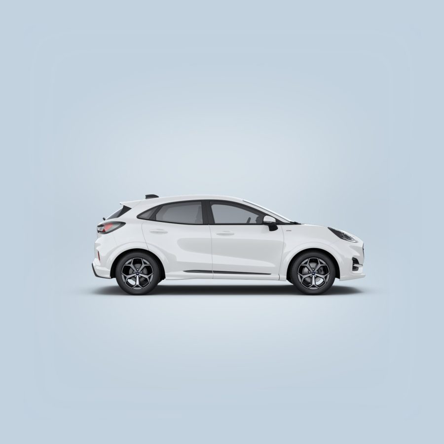 Renting Ford Puma1.0 EcoBoost MHEV ST-Line Blanco, Azul Digital Aqua, Gris Cactus Sin Entrada