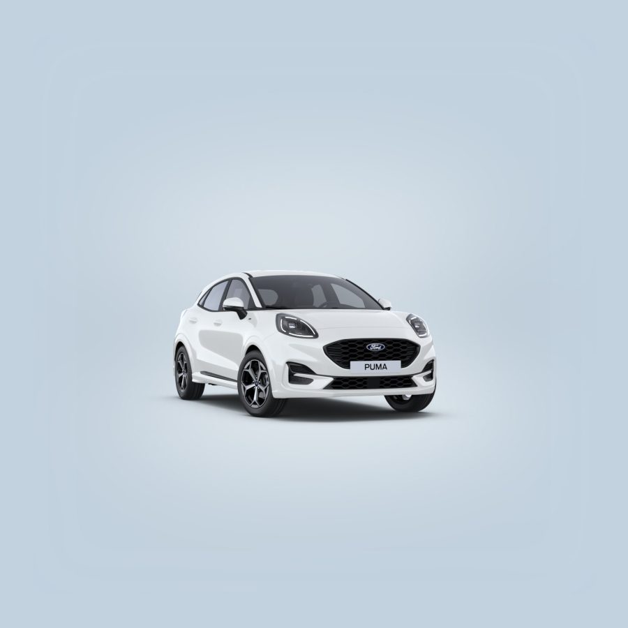 Renting Ford Puma1.0 EcoBoost MHEV ST-Line Blanco, Azul Digital Aqua, Gris Cactus Sin Entrada