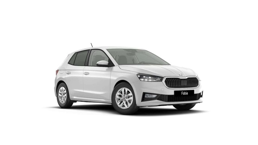 Renting Skoda Fabia1.0 TSI DSG Selection Blanco Luna, Gris Graphite Sin Entrada